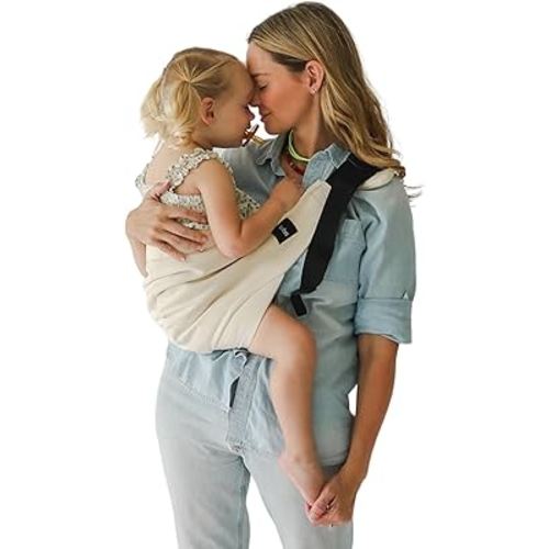 Boba Buddy Toddler Carrier Sling - 100% Cotton Baby Sling Carrier Toddler, Ergonomic with Adjustable Straps, Safety Buckle and Roomy Seat, Includes Matching Carry Bag (9–48 Months/18-44 lbs) - Oat