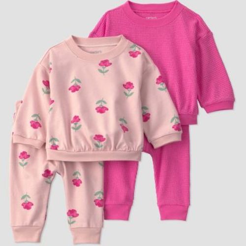 Carter's Just One You® Baby Girls' 4pc Floral Sweatshirt and Jogger Pants Set - Pink Newborn
