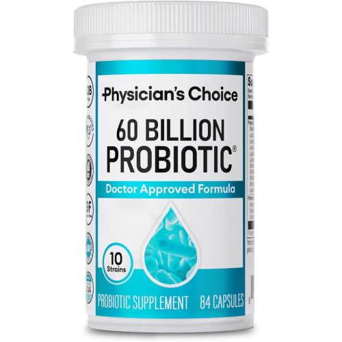Physician's CHOICE Probiotics 60 Billion CFU - 10 Strains + Organic Prebiotics - Immune, Digestive & Gut Health - Supports Occasional Constipation, Diarrhea, Gas & Bloating - for Women & Men - 84ct