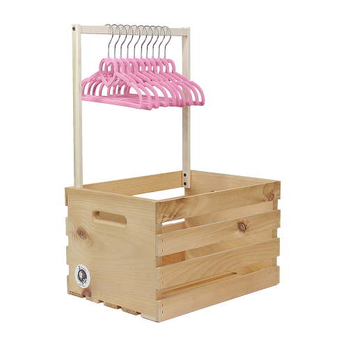 Baby Shower Wardrobe Crate & 10 Clothes Hangers Kit, Pink
