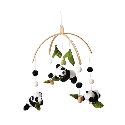 predolo Baby Crib Mobile Toy Baby Rattle Toy Panda Sensory Toy Photography Props Bamboo Leaf Hanging Rattle Toys Bed Bell Toy for Stroller Pushchair