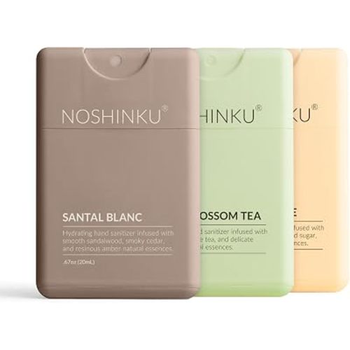 Noshinku - Refillable Hand Sanitizer Discovery Trois 3-Pack, Travel Size Spray with Hydrating Botanical Oils, All Natural Origin Fragrances, Sugarcane Derived Alcohol, No Parabens, No Dyes