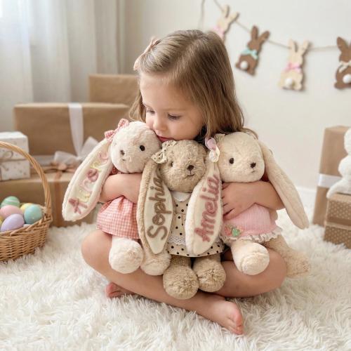 Personalized Bunny Plush Toy: Nursery Rabbit Doll, Baby Shower Gift, Gift for Granddaughter