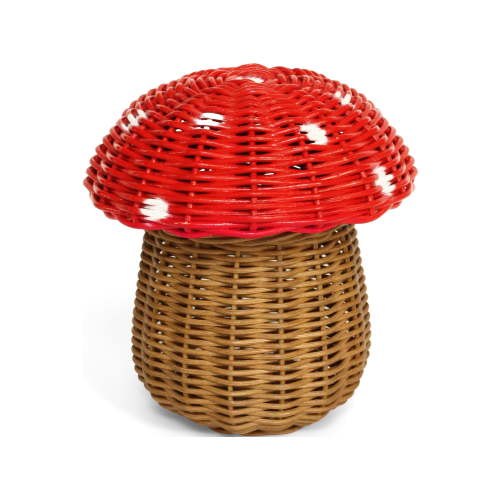 G6 Collection Mushroom Rattan Storage Basket with Lid Bin Home Decor Hand Woven Shelf Organizer Cute Handmade Wicker