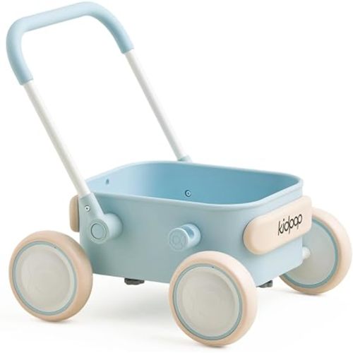 2-in-1 Push & Pull-Along Wagon, Indoor Outdoor Walker (Blue)