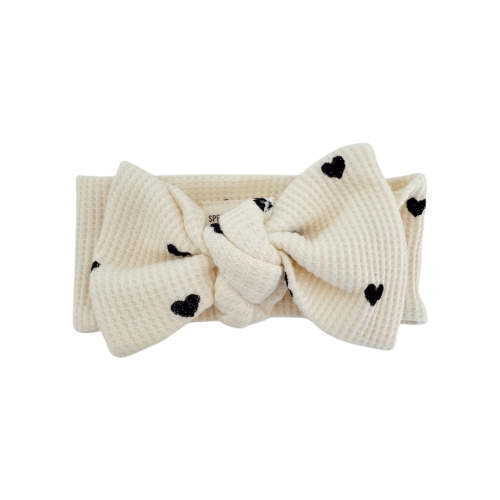 Organic Waffle Knot Bow, Black Heart