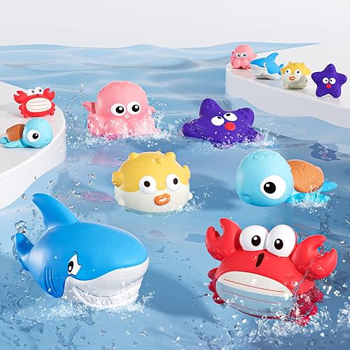 Bathtub Toys with 6 Baby Bath Animals, No-Hole Design