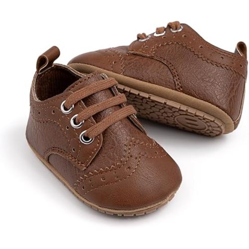 HsdsBebe Baby Boys Girls Oxford Shoes PU Leather Soft Rubber Sole Sneakers Anti-Slip Toddler Ankle Boots Infant Walking Shoes Moccasins