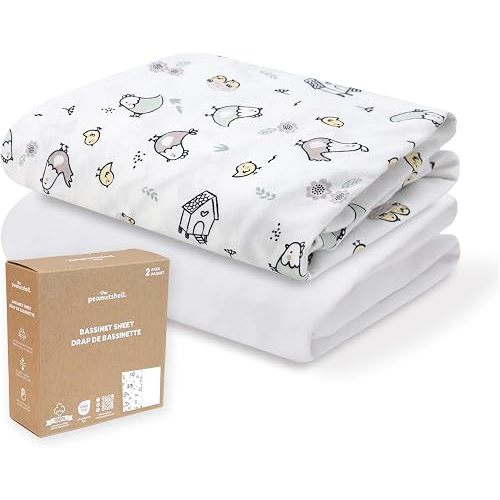 Organic Cotton Bassinet Sheets Boy Girl - 2pk Fitted Baby Bed Sheets, Cream