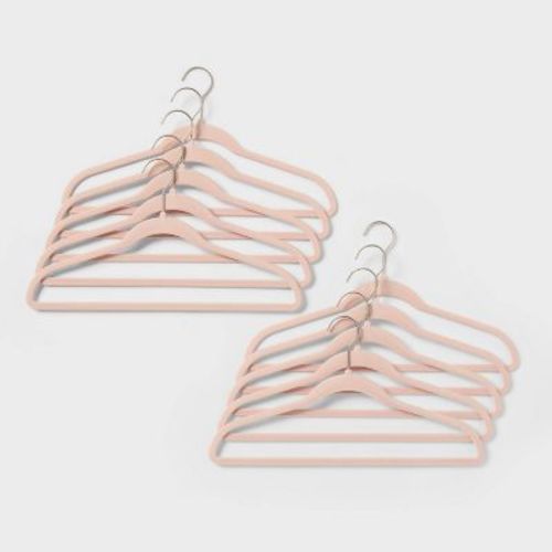 10pk Flocked Hangers Blush - Brightroom™