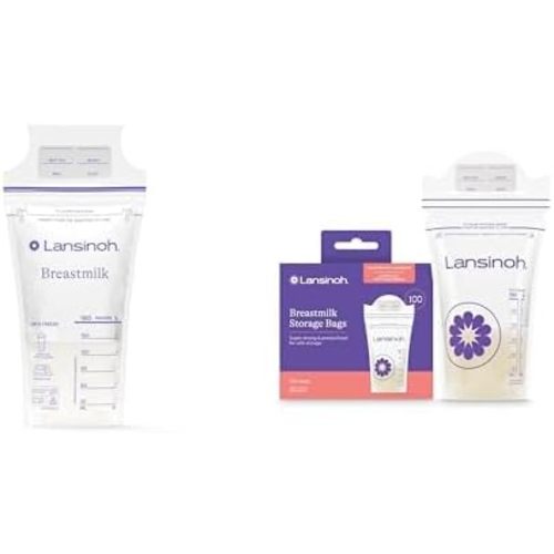 Lansinoh Breastmilk Storage Bags, 300 Count, Baby Essentials, Fast Freeze & Thaw Breast Milk Bags for Baby Bottle Feeding, Superior Strength & Stretch, 6 Ounce