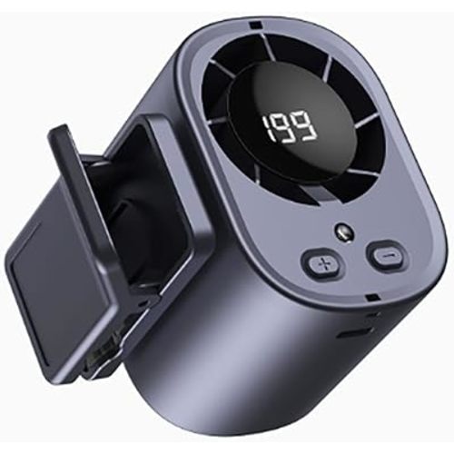 Gaukomzs 2026 Car Clip on Air Conditioner Fan with LED Display, 360° Rotation, 199 Speeds, USB Rechargeable, for Cars, Work, Camping (Dark gray)