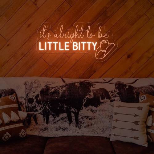 It's Alright to be Little Bitty Neon Sign, Western Farmhouse Nursery Decor, Western Baby Shower sign, Western Baby Gift, Country cowboy sign