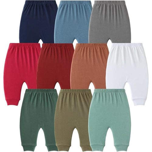 Hakochia Baby Pants for Boys & Girls: 100% Cotton, Soft, Comfy, Ample Diaper Room 0-36 Months