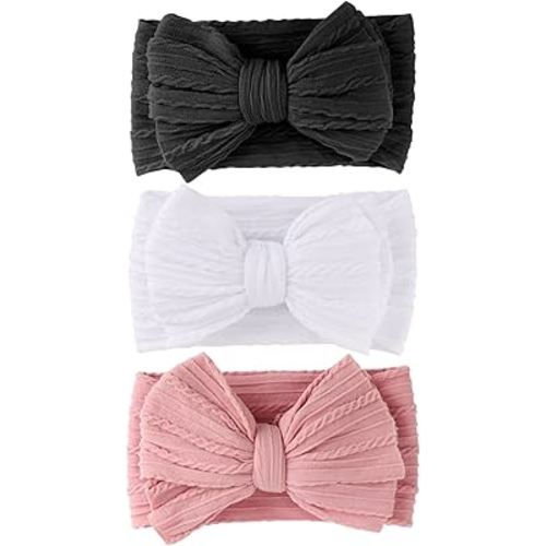 AQOKKA Baby Bows Headbands Nylon Baby Girl Headbands Soft Handmade Hairbands Toddler Hair Accessories for Girls Baby Newborn Infant Kids