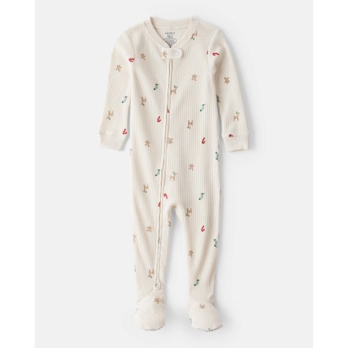 Baby Mini Christmas Cotton Long-Sleeve Snug Fit 1-Piece Pajamas - White - Carter's | Carter's