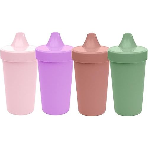 Re-Play Spill-Proof Sippy Cups - Reusable 10 Oz Set of 4, Dishwasher & Microwave Safe, Made in USA, Blossom