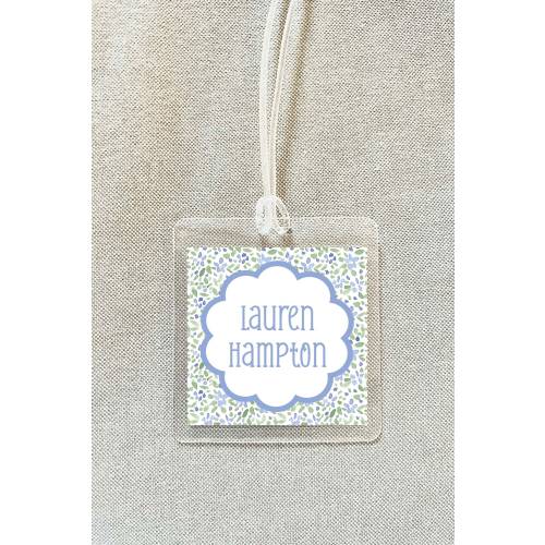 Personalized Women Floral Greenery Bag Tag, Laminated Square Girl Luggage Tag, Diaper Bag Tag