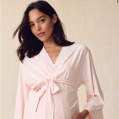 LAKE | Women | DreamModal™ Pajamas | English Rose Pencil Stripe Maternity Kimono Bundle