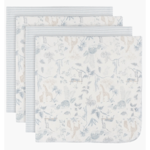Blue Cotton Flannel Swaddles 4-Pack, Alternate, color, Giraffe