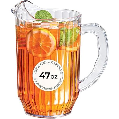 Restaurantware-RW Base 47 Ounce Beer Pitcher, 1 Durable Restaurant Pitcher - Hard Plastic, Serve Soda, Lemonade, Juice, Or Sangria, Clear Plastic Water Glass, For Bars, Parties, Or Homes,
