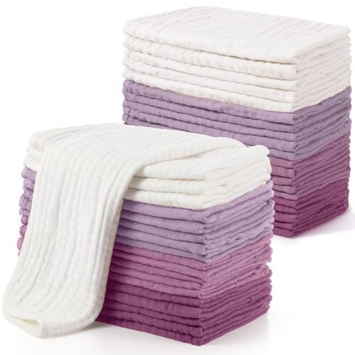 Buryeah Muslin 20 Pcs Burp Cloths Large 20" x 10" 100% Cotton 6 Layers Ultra Absorbent and Soft Hand Washcloths for Baby Drool and Messes Gentle Burp Cloth for Boys & Girls(Vibrant Color)
