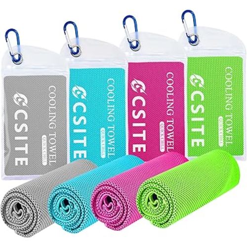 Cooling Towels for Neck and Face - 4 Pack 47x12 Inch Ice Cold Microfiber Towels, Soft & Breathable Cooling Towel for Hot Weather, Sports, Yoga, Workout, Running, Golf, Camping