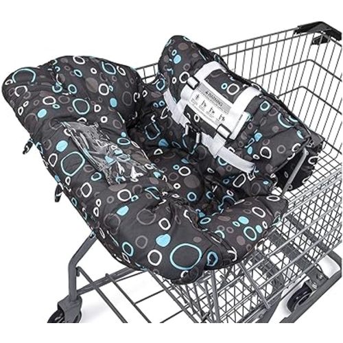 Premium Shopping Cart Cover & High Chair Cover, Easy Install, Harness System, Soft Comfort Cushioning, Universal Size (Black)