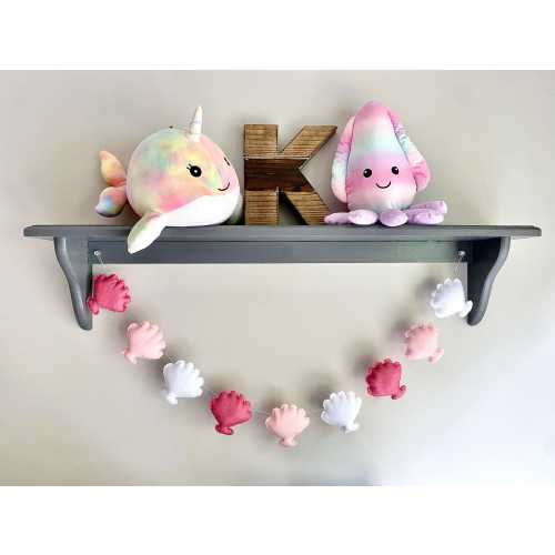 Felt Girl Seashell Nursery Garland, Pink Ocean Nursery Wall Decor, Under the Sea Nursery Garland, Custom Colors