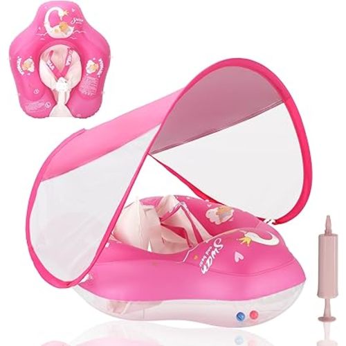 Baby Float with Canopy,Infant Pool Float with Safety Seat,Baby Swimming Float & Swim Float & Water Float UPF50+ UV Protection for Toddler from 3 to 36 Months(S:3-12 Month/L:6-36 Month)