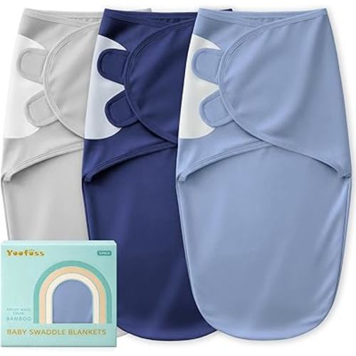 Yoofoss Baby Swaddle for Newborns 0–3 Months, Rayon Made from Bamboo Swaddle, Noiseless Closure Swaddle Sack, Soft Breathable & Durable Snug Fit