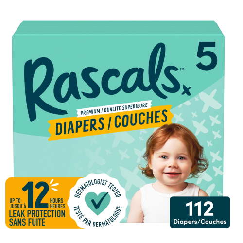 Rascals Premium Diapers, Size 5, Carton, 112 Count, Unisex Baby Diaper - Walmart.ca