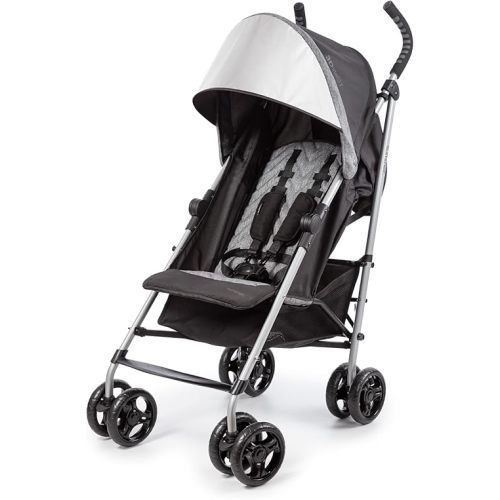 3Dlite ST Convenience Stroller, Black & Gray - Lightweight Stroller with Steel Frame, Large Seat Area, Multi-Position Recline, Large Storage Basket - Infant Stroller for Travel and More