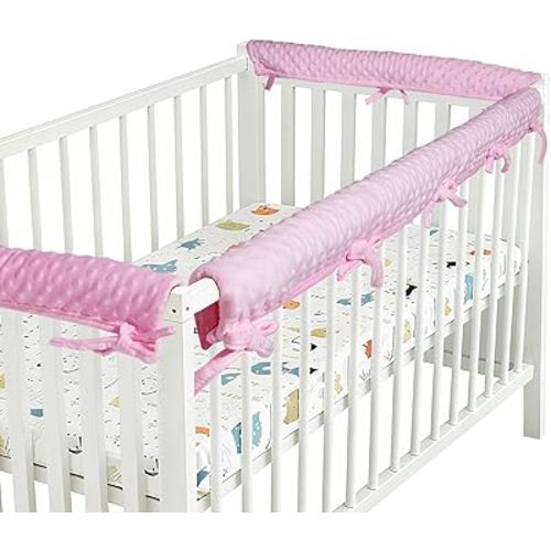 Breathable Rail Guard Teething Coverage Strapss Furniture Rail Edge Protection Strips Covers Mesh Sets (3pc-Pink)