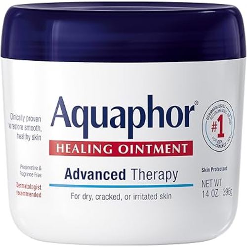 Aquaphor Healing Ointment, Advanced Therapy Skin Protectant, Multi-Purpose Healing Ointment and Body Moisturizer, For Dry, Cracked Skin, Minor Cuts and Burns, 14 Oz Jar