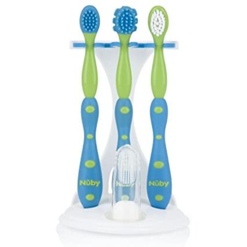 Nuby 4 Stage Oral Care Set System (Blue/Green)