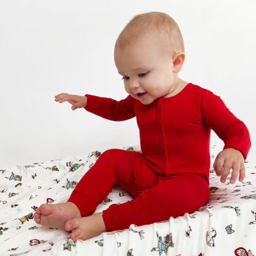 Bellabu Bear Baby Winterberry Red Bamboo Convertible Footie Red 12-18 Months