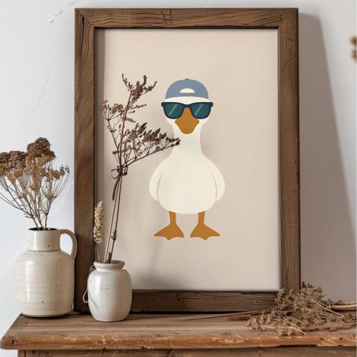 Silly Goose Print, Funny Silly Goose for Boy, Nursery Decor, Toddler Boy Art, Homewarming, Cottage Core Decor, Woodland Nursery Art
