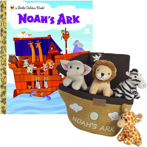 Ebba Noah's Ark Plush 6 Piece Gift Set, Little Golden Book® Noah's Ark Book, Plush Noah's Ark 5-Piece Set, 8 inches