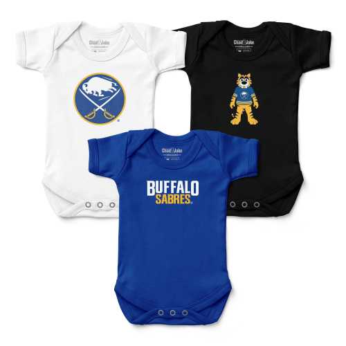 3-Pack Buffalo Sabres Baby Bodysuits - Navy & Gold Infant Apparel Set - Newborn Gift Bundle