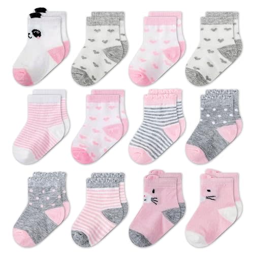 Mother's Choice Organic Cotton Baby Socks 6–12 Months, 12 Pairs Toddler Socks Boys Cotton Socks Soft Hypoallergenic Breathable Gentle On Baby Skin Comfortable Daily Wear Essentials For Newborns