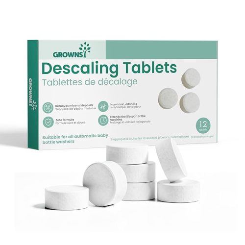 GROWNSY Descaling Tablets for Bottle Washers, Descaler Tablets to Remove Limescale & Mineral Buildup, Compatible with Momcozy and Baby Brezza Baby Bottle Washer, 24 Count