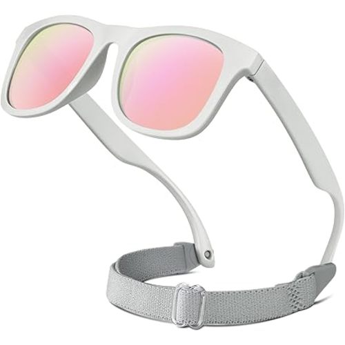 RIVBOS Baby Sunglasses Boys&Girls with Strap UV400 Polarized Flexible for Toddler,Infant and Newborn(0-24month) RBK0231