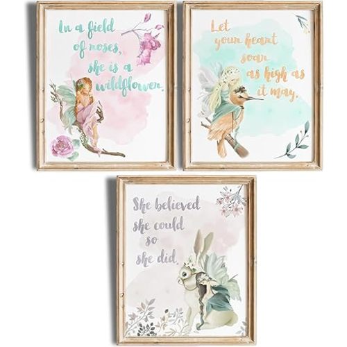 Girls Room Decor Fairy (Set of 3) Art Print - 11x14 (Unframed) | Magical Artwork to Spark Imagination and Wonder | Room Décor for Girls | Ideal for Nurseries, Bedrooms, or Playrooms | Wall Art