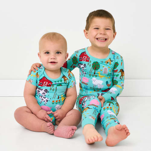 Blue Farm Fam Pocket Bodysuit | Little Sleepies