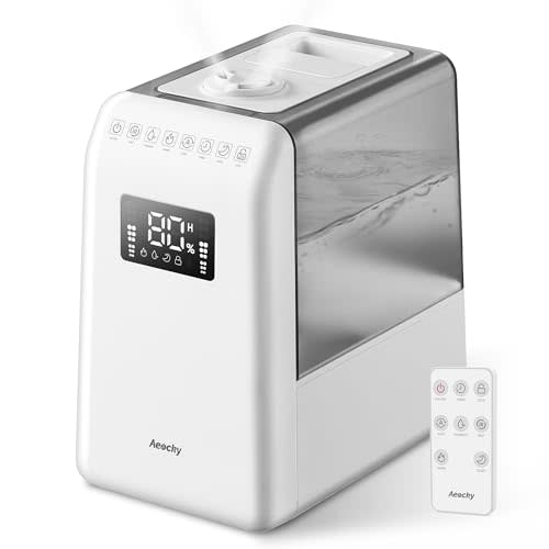 AEOCKY 6L Top-Fill Warm and Cool Mist Humidifier, 600ml/h for 821ft² | Humidifier with Remote for Baby Nursery,Plants,Large Room,Essential Oil Diffuser with Humidity Sensor,Timer,Sleep,Auto Mode