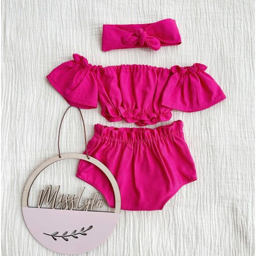 Hot Pink Baby Girl Outfit | Summer Baby Clothes | Cute Baby Outfit | Preemie Baby Clothes | Pink Infant Romper | Baby Shower Gift