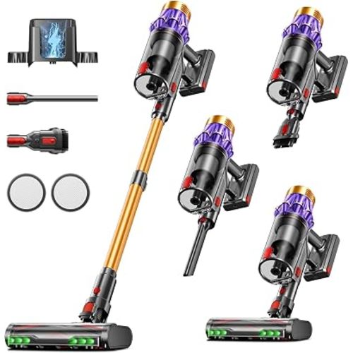 Cordless Vacuum Cleaner, 650W/60KPA/70 Mins Vacuum Cleaners for Home with Self-Standing, Anti-Tangle Vacuum Cordless, Smart Display and 1.8L Cup Cordless Stick Vacuum Cleaner for Pet Hair/Carpets