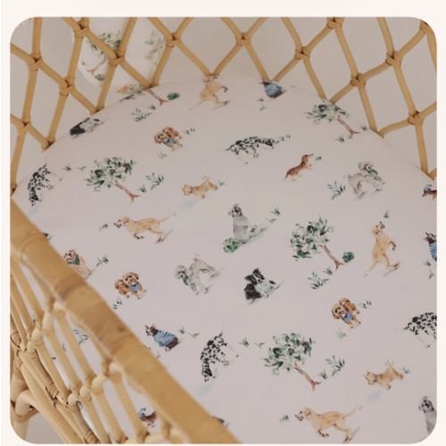 Dog Park Organic Fitted Bassinet Sheet & Change Pad Cover | Snuggle Hunny