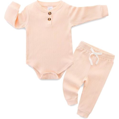 Newborn Baby Boy Girl Clothes Infant Ribbed Romper Cotton Long Sleeve Pant Sets for 0~18M Infant